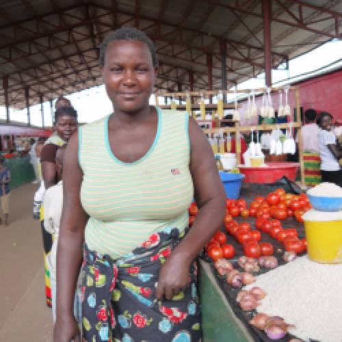 With microcredit Luckness could afford a stand in the covered market